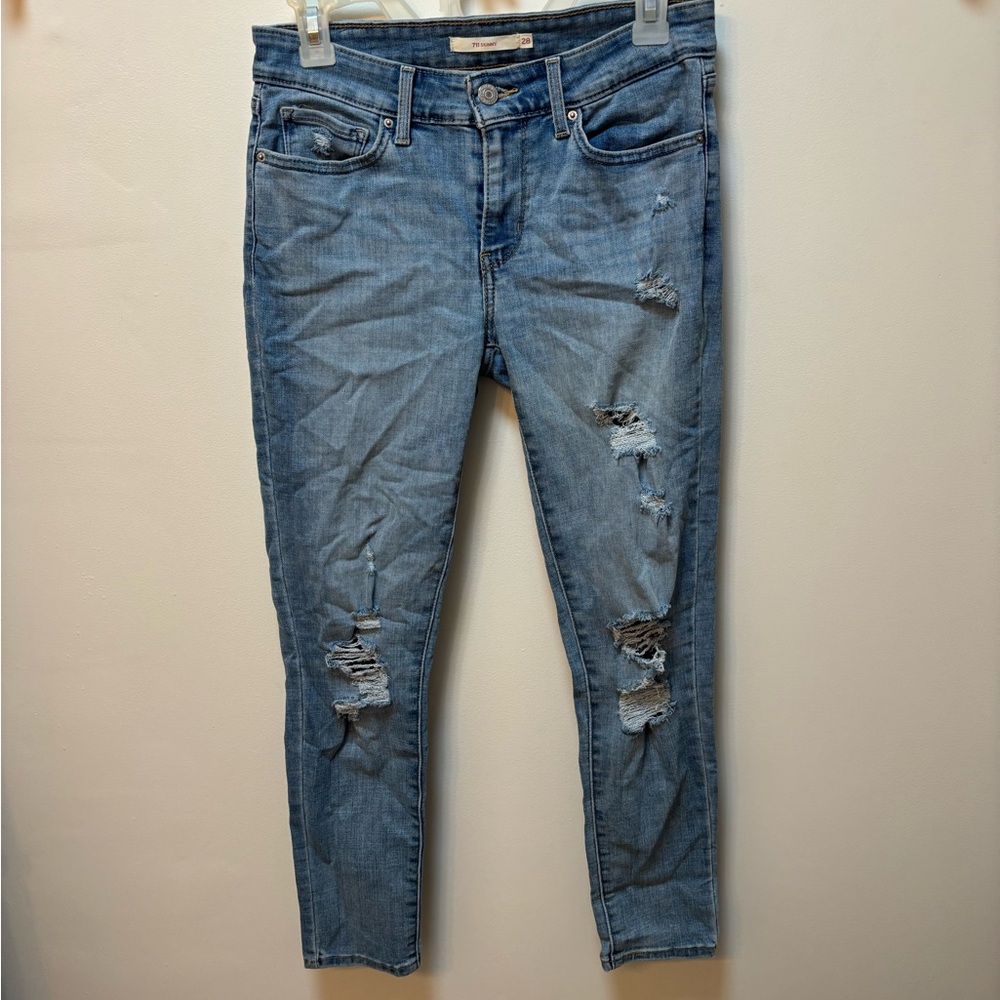 Levi's Blue Skinny Distressed Jeans
